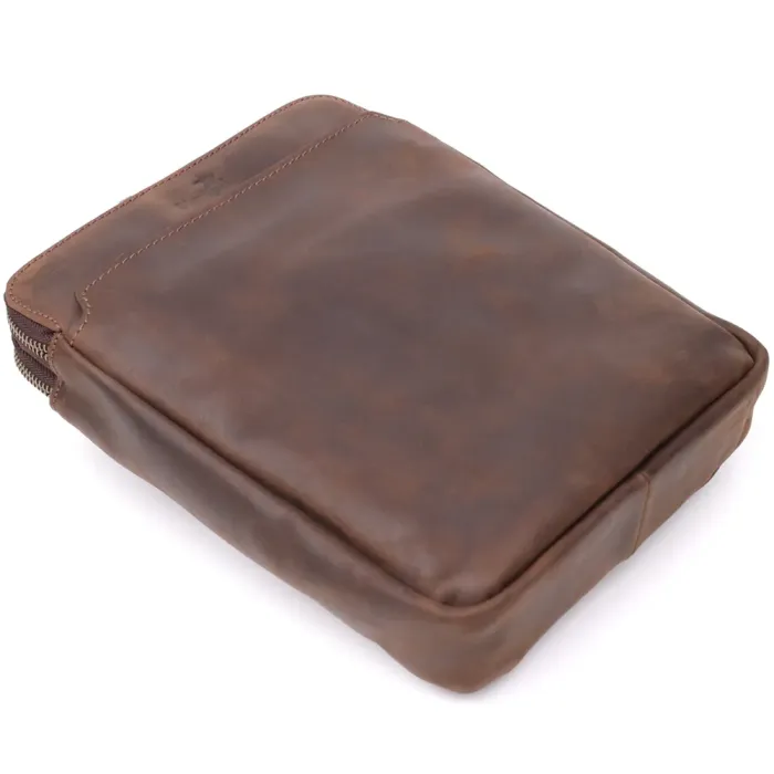 Чоловіча сумка через плече з вінтажної шкіри Shvigel 20866_1 Коричневий