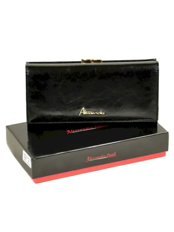 Жіночий гаманець Canarie шкіряний Alessandro Paoli W1 black