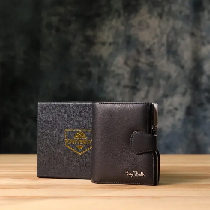 Стильний жіночий вертикальний гаманець з натуральної шкіри Tony Perotti 20842_1 (2656 nero) Чорний