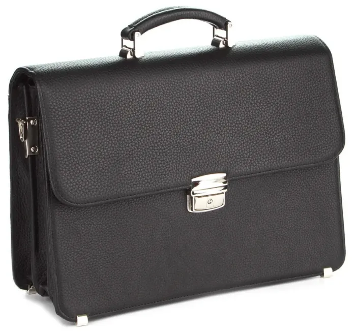 Портфель SHVIGEL 00382 із натуральної зернистої шкіри Чорний