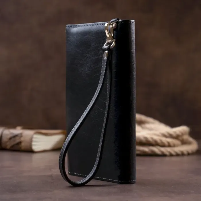 Горизонтальна барсетка-клатч чоловіча в гладкій шкірі GRANDE PELLE 11298 Чорна