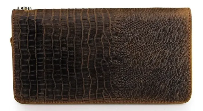 Чоловічий клатч Vintage 14366 шкіра під крокодила Коричневий