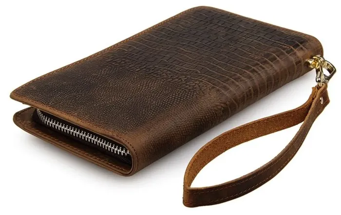Чоловічий клатч Vintage 14366 шкіра під крокодила Коричневий