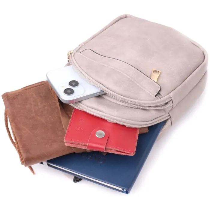 Стильна жіноча сумка через плече з екошкіри Vintage 15119 Бежевий