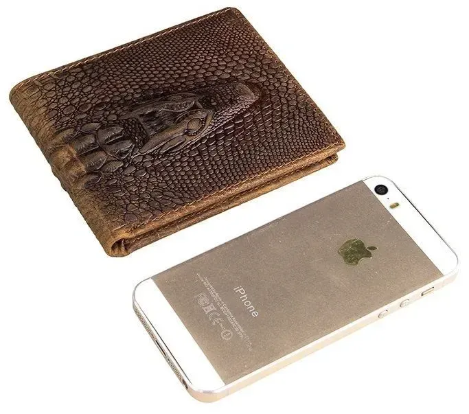 Гаманець чоловічий Vintage 14380 фактура шкіри під крокодила Коричневий