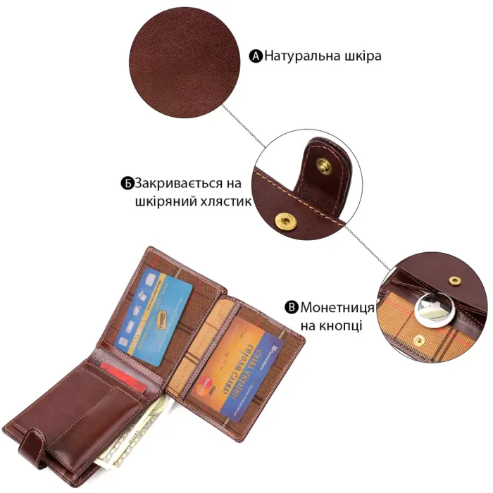 Чоловічий гаманець з гладкої натуральної шкіри Tony Perotti 20852_1 (396A-Q moro) Коричневий