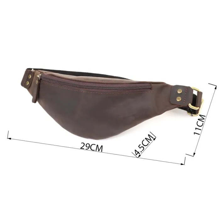 Стильна чоловіча бананка з натуральної вінтажної шкіри Shvigel 23130 Коричневий