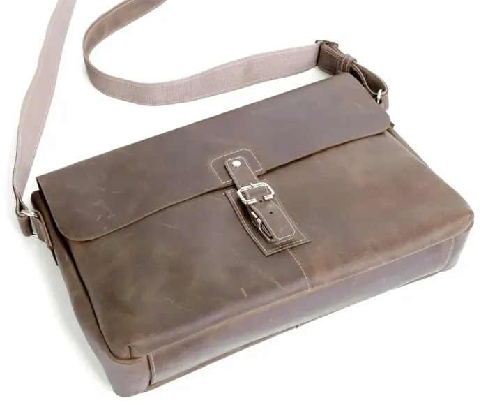 Сумка SHVIGEL 00980 із натуральної вінтажної шкіри Коричнева