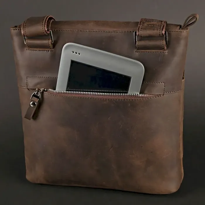 Сумка SHVIGEL 00998 із вінтажної шкіри Коричнева