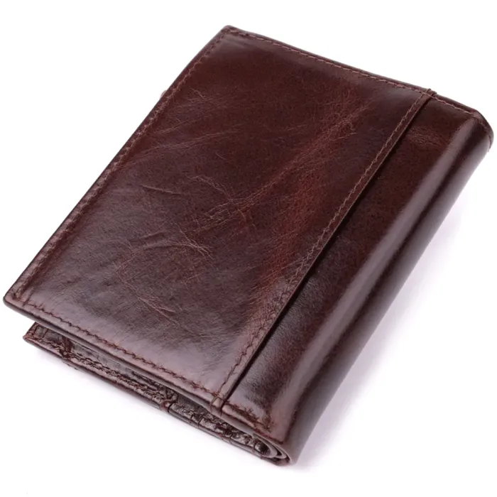 Вертикальний чоловічий гаманець із натуральної шкіри Vintage 15096 Коричневий