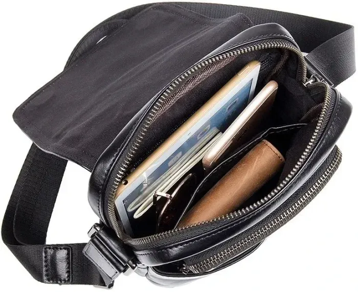 Сумка чоловіча Vintage 14470 шкіряна Чорна