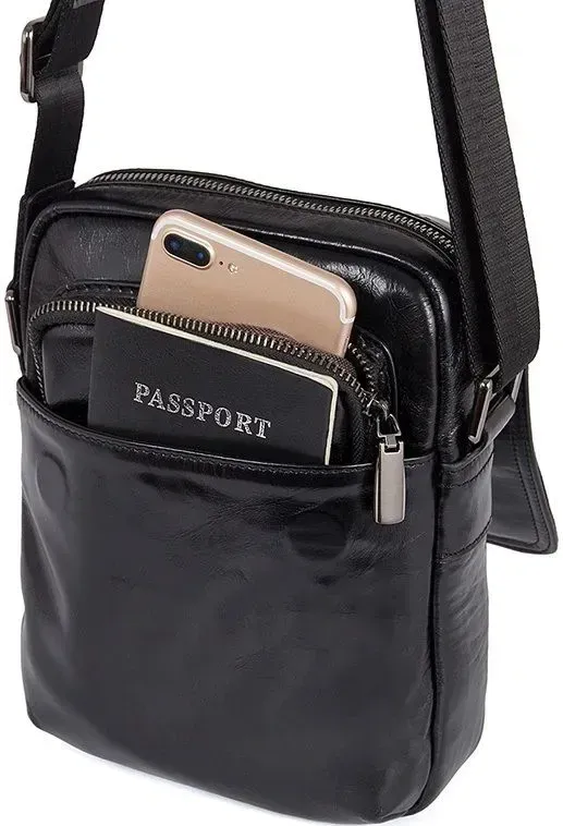 Сумка чоловіча Vintage 14470 шкіряна Чорна