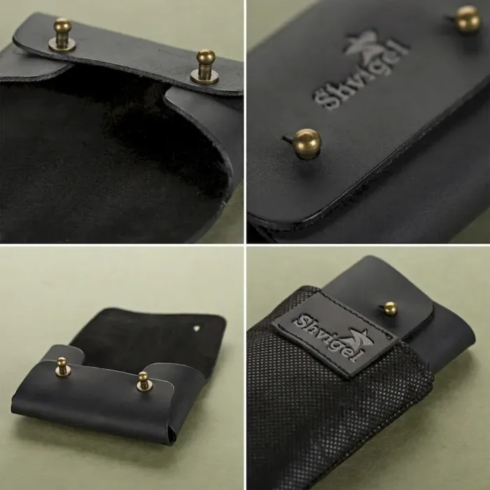 Візитниця SHVIGEL 16159 із натуральної вінтажної шкіри Чорна