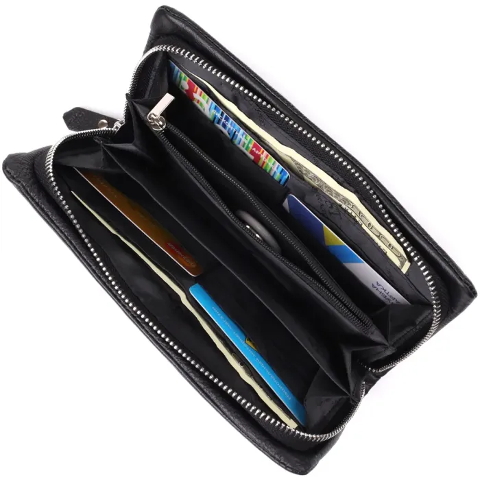 Жіночий шкіряний гаманець-клатч із відділенням під телефон ST Leather 23101 Чорний