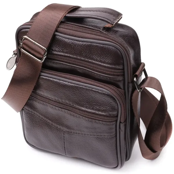 Невелика вертикальна сумка з ручкою для чоловіків з натуральної шкіри Vintage 22865 Коричневий