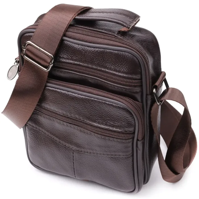 Невелика вертикальна сумка з ручкою для чоловіків з натуральної шкіри Vintage 22865 Коричневий