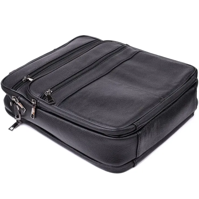 Сумка чоловіча з ручкою для перенесення в руці з натуральної шкіри Vintage 23029 Чорний