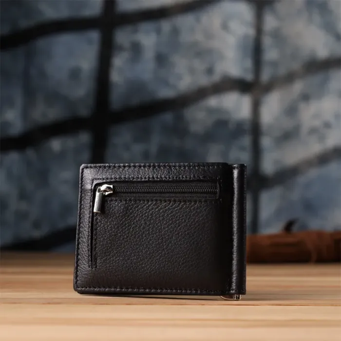 Чоловічий гаманець із металевим затискачем з натуральної шкіри ST Leather 23092 Чорний