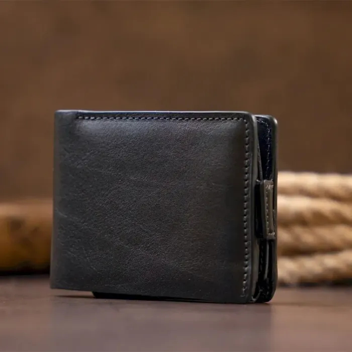 Портмоне горизонтальне Amico на магніті на два відділення GRANDE PELLE 11320 Чорне