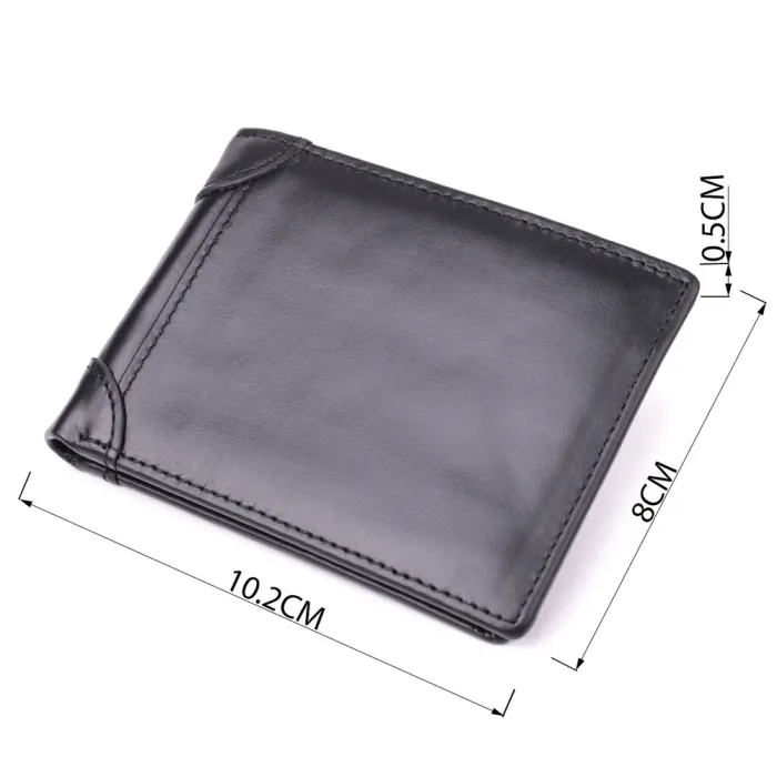 Невеликий чоловічий гаманець без застібки з натуральної шкіри Vintage 15097 Чорний
