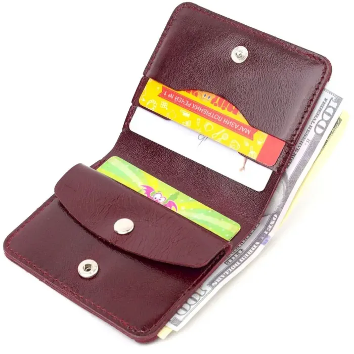 Жіноче глянсове шкіряне портмоне Shvigel 16609 Вишневий