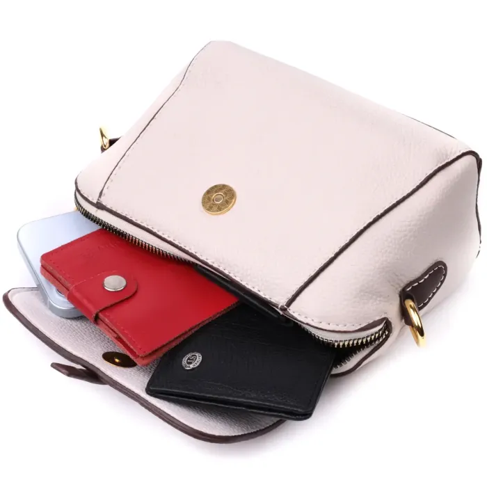 Невелика сумка для жінок із натуральної шкіри Vintage 22266 Білий