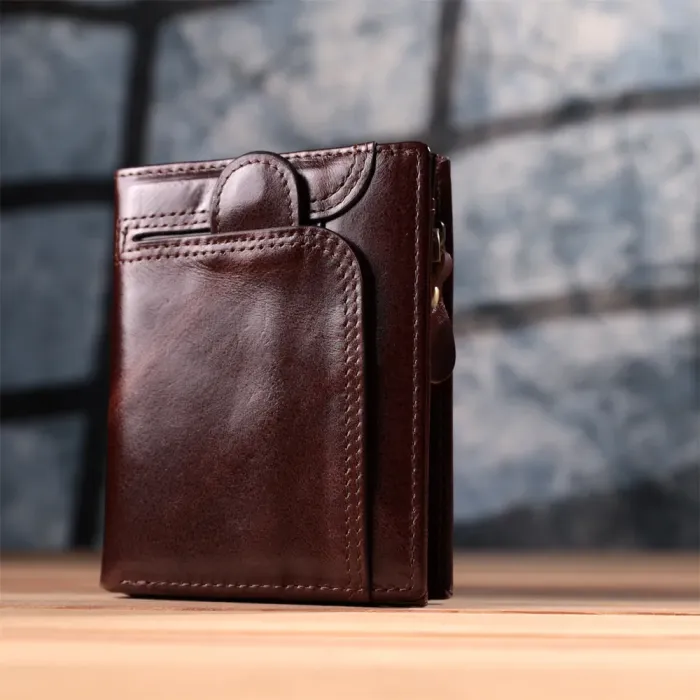 Вертикальний чоловічий гаманець із натуральної шкіри Vintage 15096 Коричневий