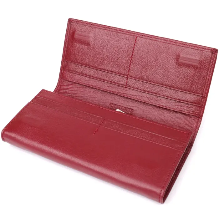 Елегантний гаманець у два складення з натуральної шкіри ST Leather 23065 Бордовий