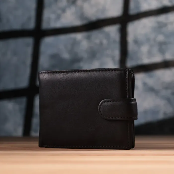 Місткий чоловічий гаманець з натуральної шкіри Vintage 15102 Чорний