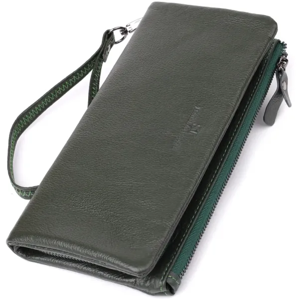 Зручний гаманець для жінок з ременем з натуральної шкіри ST Leather 23104 Зелений