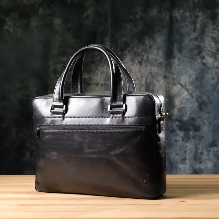 Місткий чоловічий портфель з відділенням для ноутбука з гладкої натуральної шкіри Tony Perotti 20859_1 (9637-38 nero) Чорний