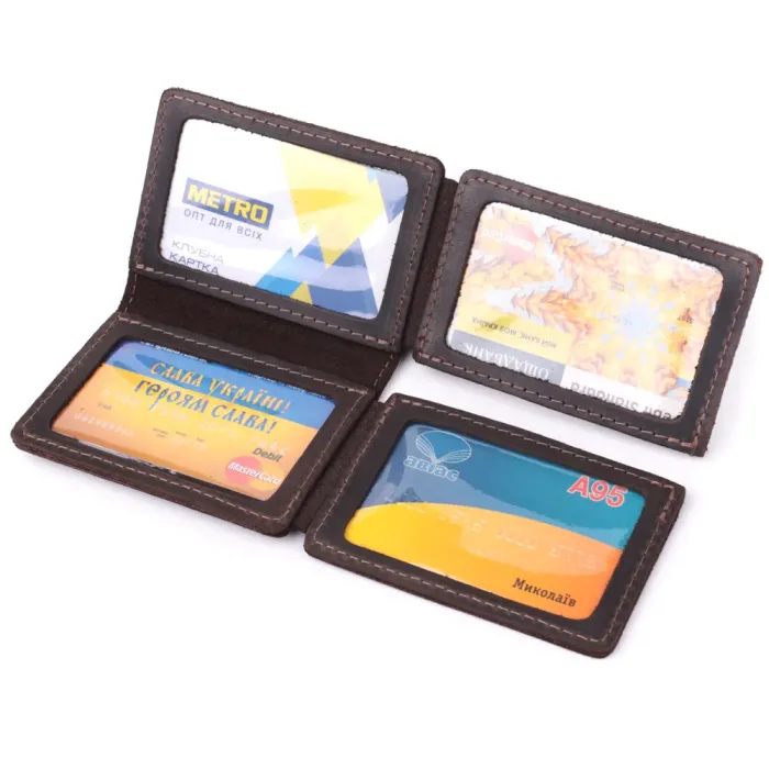 Стильна обкладинка на автодокументи у вінтажній шкірі GRANDE PELLE 22873 Темно-коричнева