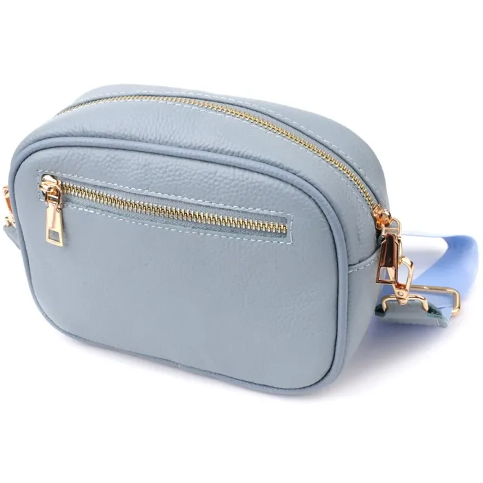 Незвичайна сумка жіноча на кожен день з натуральної шкіри Vintage 22902 Сіро-блакитний