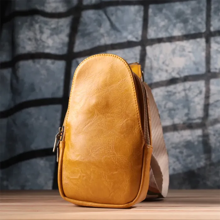Зручна жіноча слінг сумка через плече з екошкіри Vintage 15118 Жовтий