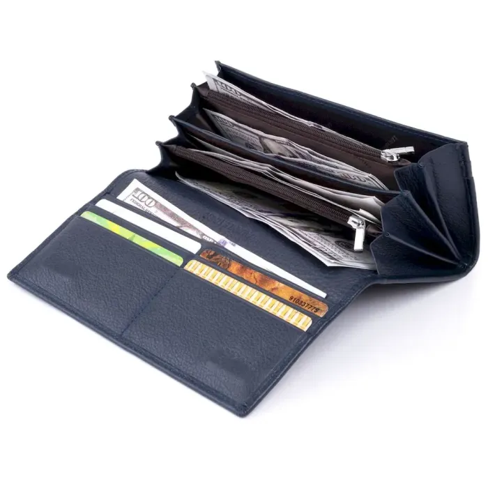 Гаманець на магнітах із клапаном жіночий ST Leather 19241 Темно-синій