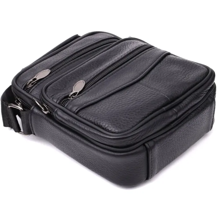 Практична вертикальна сумка з ручкою для чоловіків з натуральної шкіри Vintage 22864 Чорний