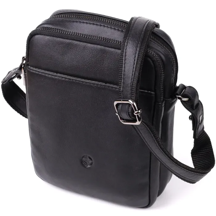 Вертикальна чоловіча сумка через плече з натуральної шкіри Tony Perotti 20883_1 (6049 nero) Чорний