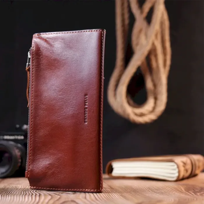 Практичний чоловічий портмоне Grande Pelle 11424 Коричневий