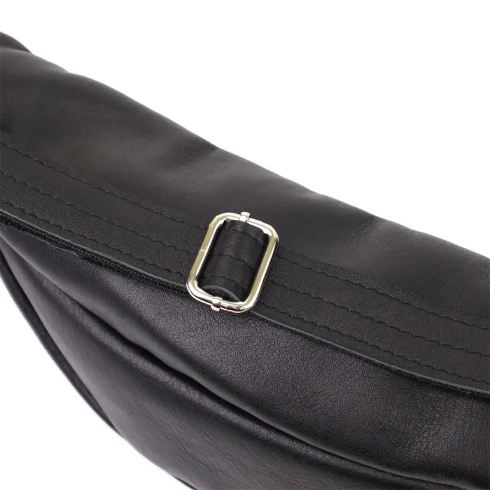 Зручна чоловіча бананка відмінної якості з гладкої натуральної шкіри Shvigel 23143 Чорний