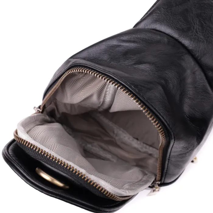 Жіночий слінг сумка через плече з екошкіри Vintage 15117 Чорний