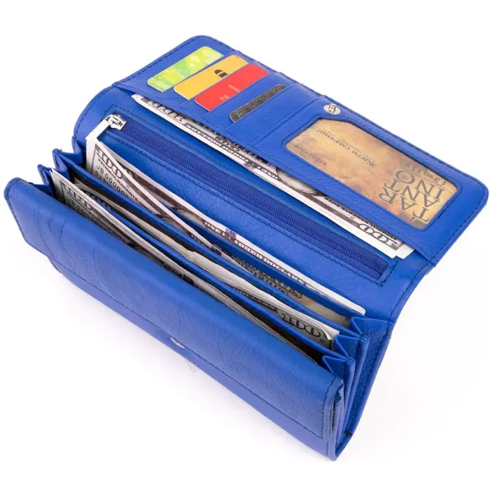 Гаманець шкіряний у дві додавання жіночий ST Leather 19285 Синій