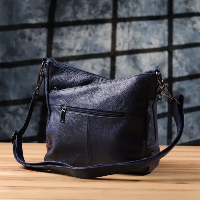 Сумка для жінок на два відділення з натуральної шкіри Vintage 23013 Синій