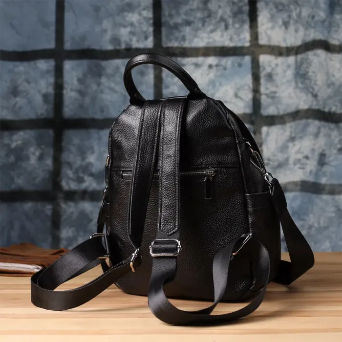 Компактний жіночий рюкзак з натуральної шкіри Vintage 23058 Чорний