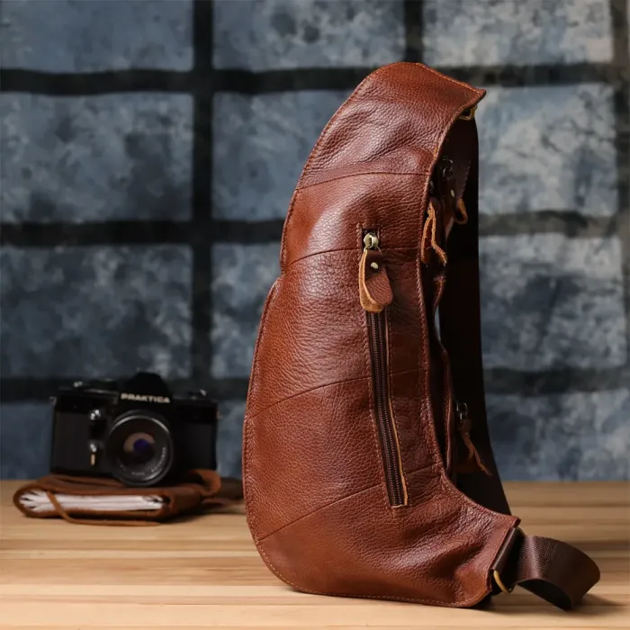 Зручна чоловіча сумка з великою кількістю кишень із натуральної шкіри Vintage 22963 Коричневий