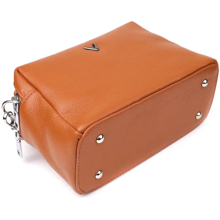 Стильна жіноча сумка з натуральної шкіри з подвійним внутрішнім простором Vintage 22921 Рудий
