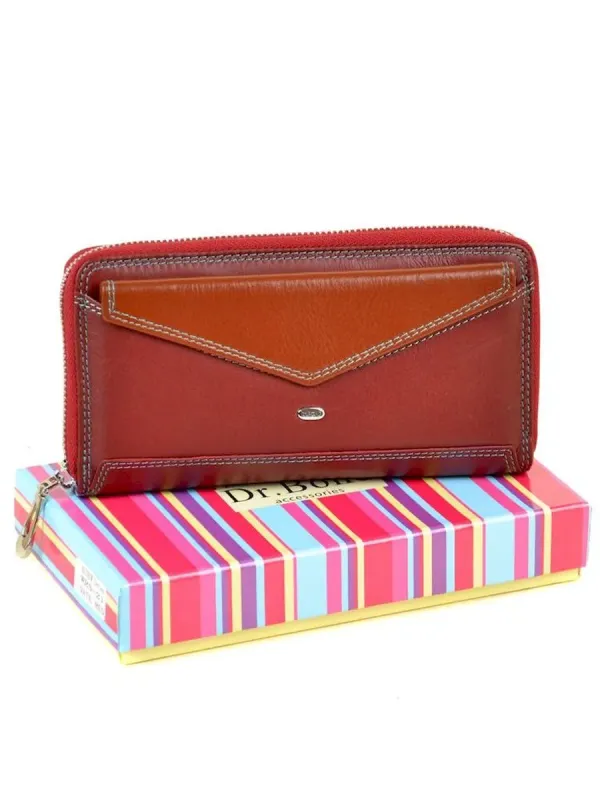 Жіночий гаманець Rainbow шкіряний Dr.Bond WRS-21 date-red