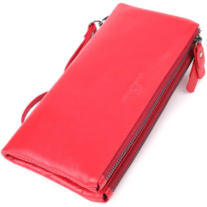 Шкіряний жіночий гаманець на три відділення ST Leather 23109 Червоний