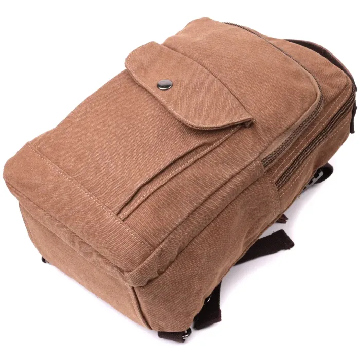 Зручний текстильний рюкзак з ущільненою спинкою та відділенням для планшета Vintage 15078 Коричневий