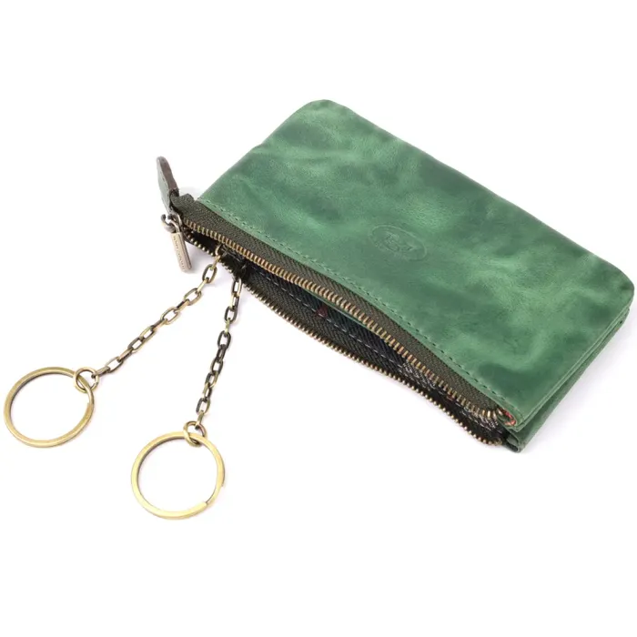 Містка ключниця на два відділення з матової натуральної шкіри Tony Perotti 20835_1 (3350 deep green) Зелений