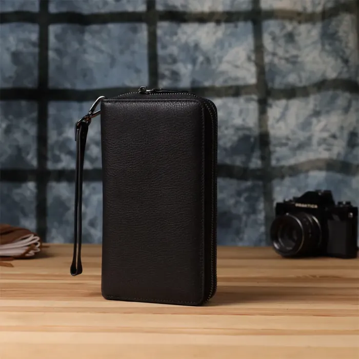 Цікавий чоловічий клатч із натуральної шкіри Vintage 23063 Чорний